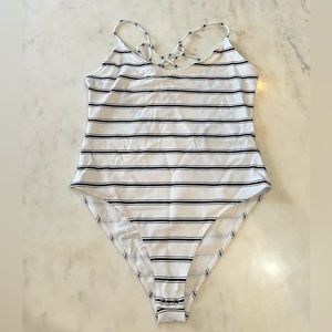 Black and white stripped bodysuit